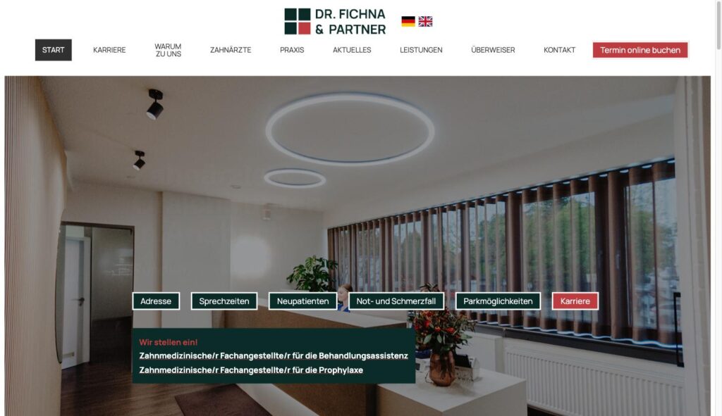 Startseite der Website von Dr. Fichna & Partner in Ansbach