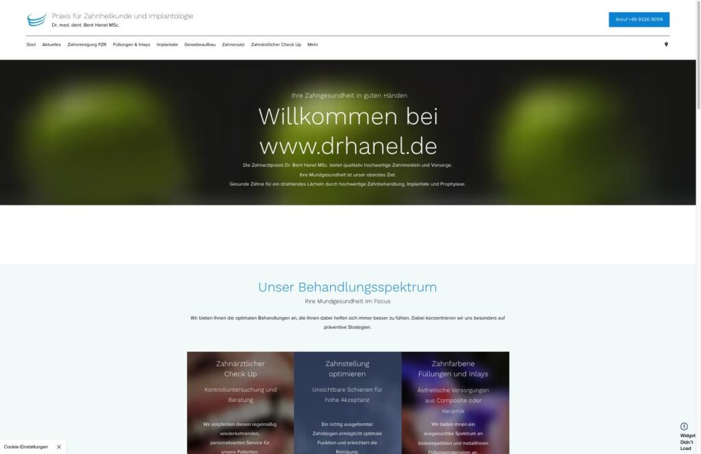 Startseite der Website von Hanel, Dr. Bent MSc. in Markt Einersheim