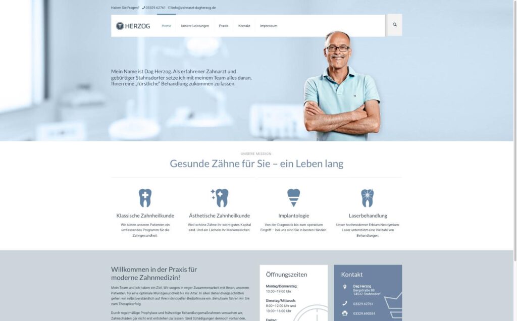 Startseite der Website von Dag Herzog in Stahnsdorf