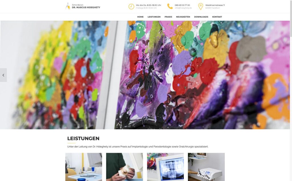 Startseite der Website von Hideghety, Dr. Marcus in Frankfurt am Main