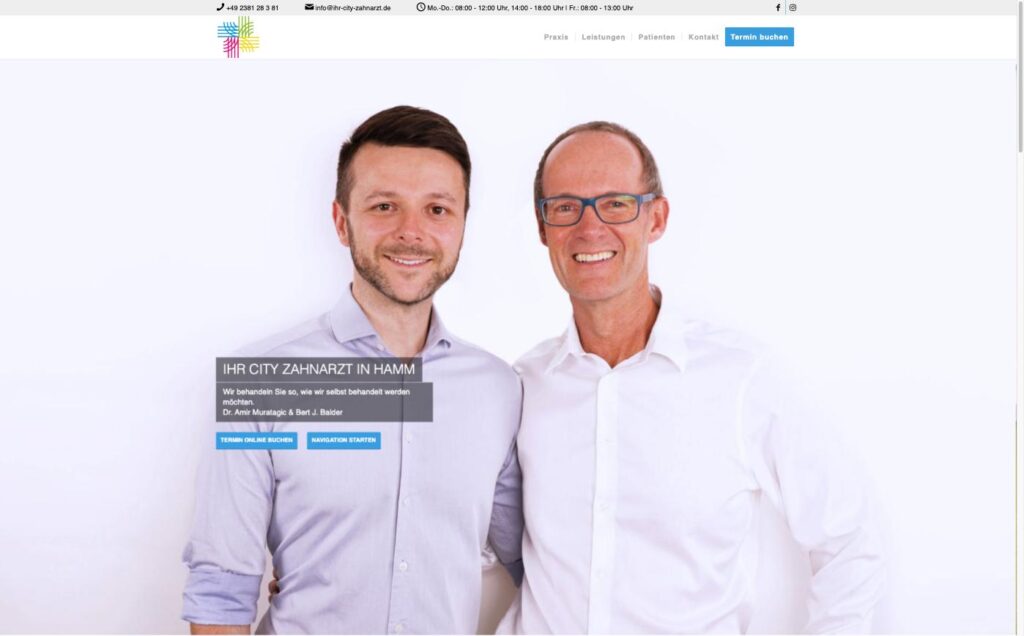 Startseite der Website von Ihr City Zahnarzt Dr. Amir Muratagic in Hamm