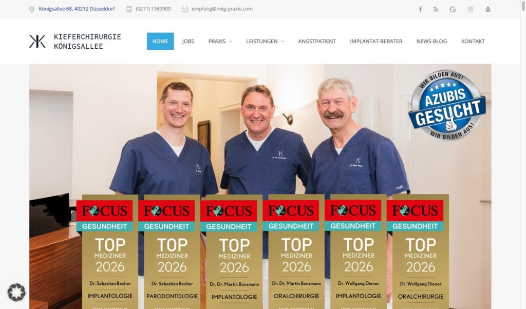 Startseite der Website von MVZ Kieferchirurgie Königsallee GmbH in Düsseldorf-Stadtmitte