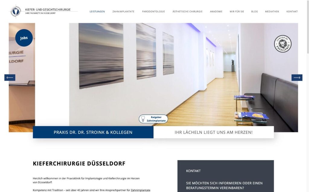 Startseite der Website der Praxisklinik Dr. Dr. Stroink, Dr. Dr. Schmitt, Dr. Dr. Clasen und PD Dr. Dr. Klein in Düsseldorf-Stadtmitte