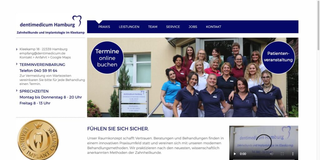 Startseite der Website des dentimedicum Hamburg MVZ GmbH in Hamburg-Fuhlsbüttel