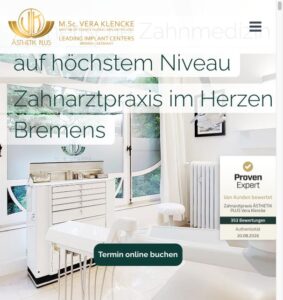 Startseite der Website von ÄsthetikPLUS M.Sc. Vera Klencke