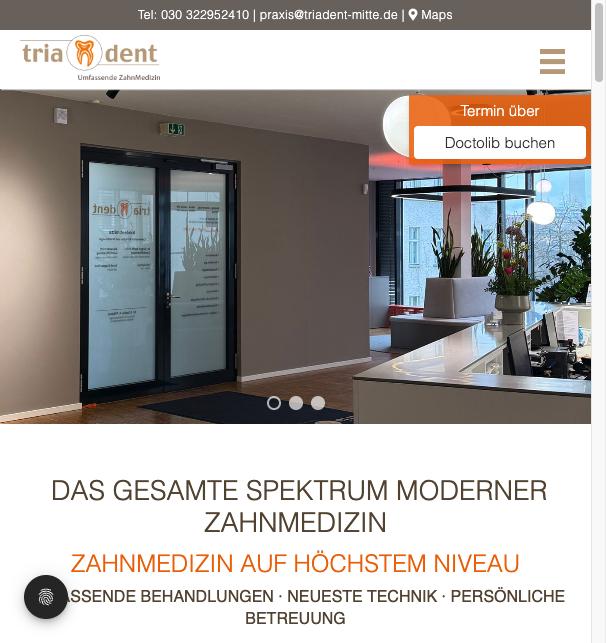 Startseite der Website von Zahnarztpraxis Triadent Mitte in Berlin-Mitte