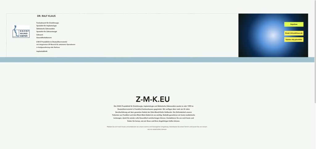 Startseite der Website von Klaus, Dr. Ralf; Z-M-K- Praxisklinik in Frankfurt am Main