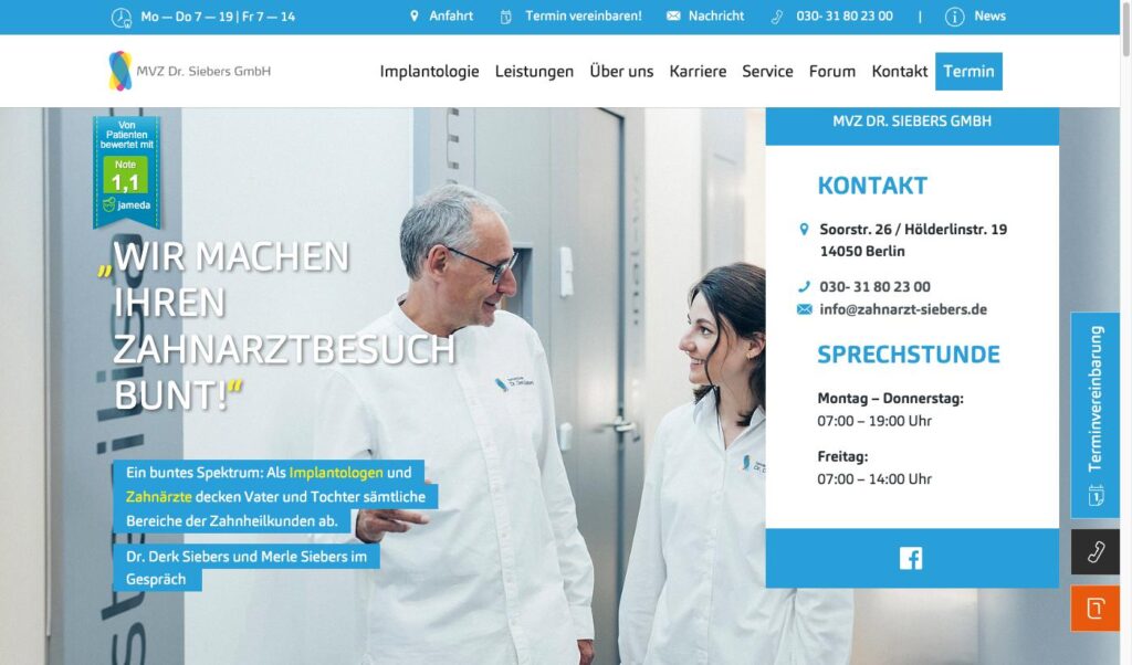 Startseite der Website von MVZ Dr. Siebers in Berlin-Charlottenburg
