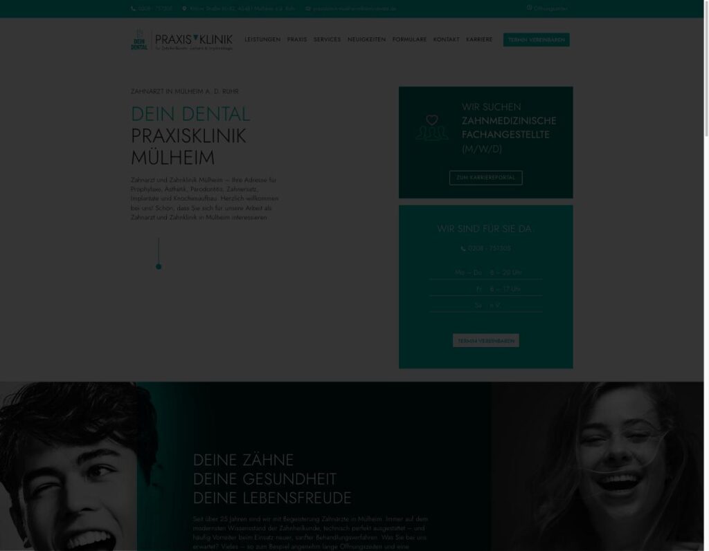 Startseite der Website von Praxisklinik Ruhrgebiet – MVZ Metz Heller Alfers GmbH in Mülheim