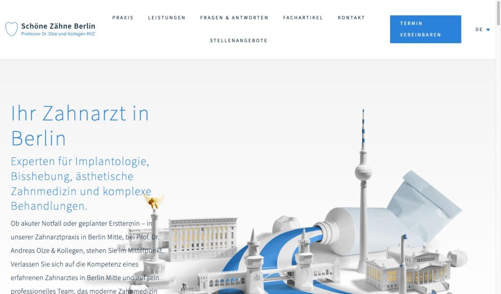 Startseite der Website von Schoene Zaehne Berlin, Prof. Dr. Olze und Kollegen in Berlin-Mitte