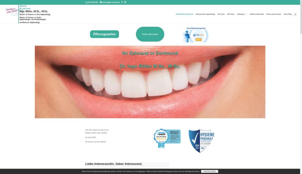 Startseite der Website von Röller, Dr. Ingo MSc in Dortmund