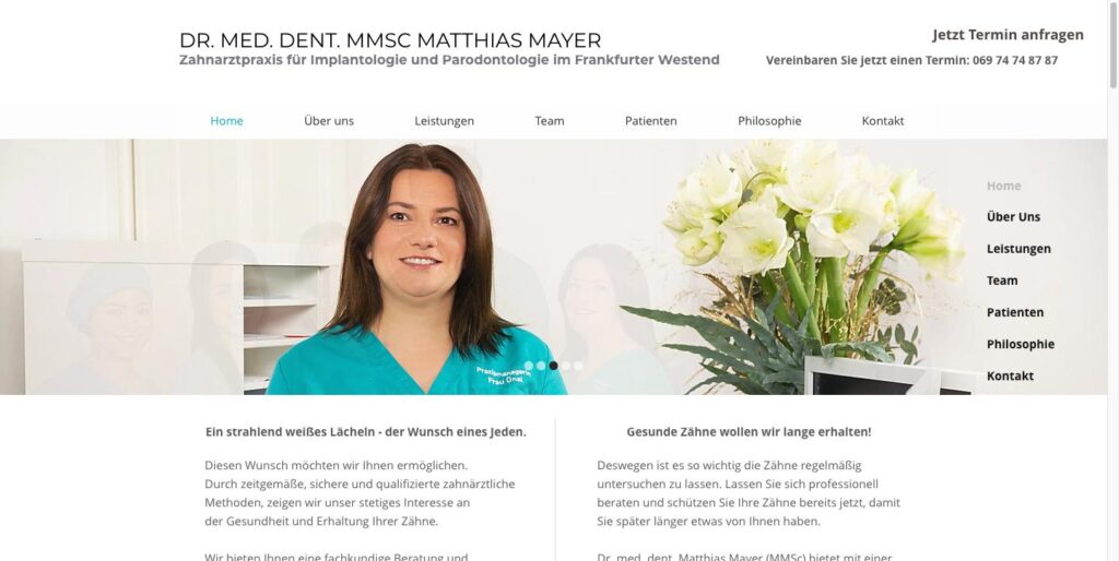 Startseite der Website von Mayer, Dr. med. dent. Matthias, M.S.D. in Frankfurt am Main