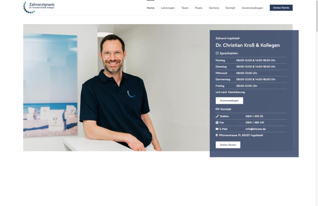 Startseite der Website von Kroß, Dr. Christian in Ingolstadt