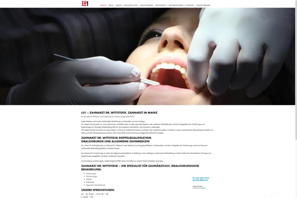 Startseite der Website von Dr. Gero Wittstock in Mainz