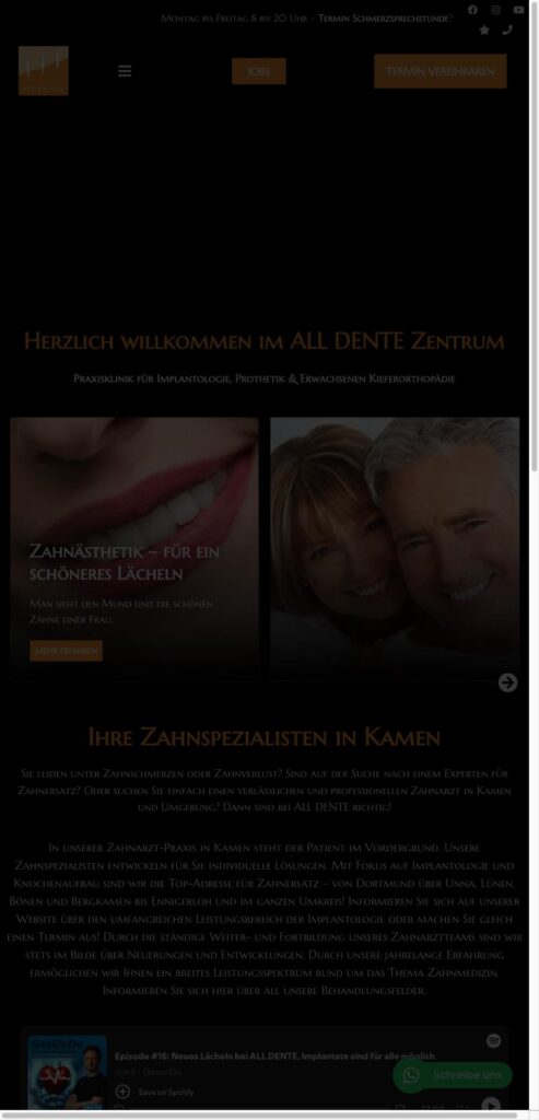 Startseite der Website von ALL DENTE MVZ (Sieper, Dr. Achim MSc) in Kamen