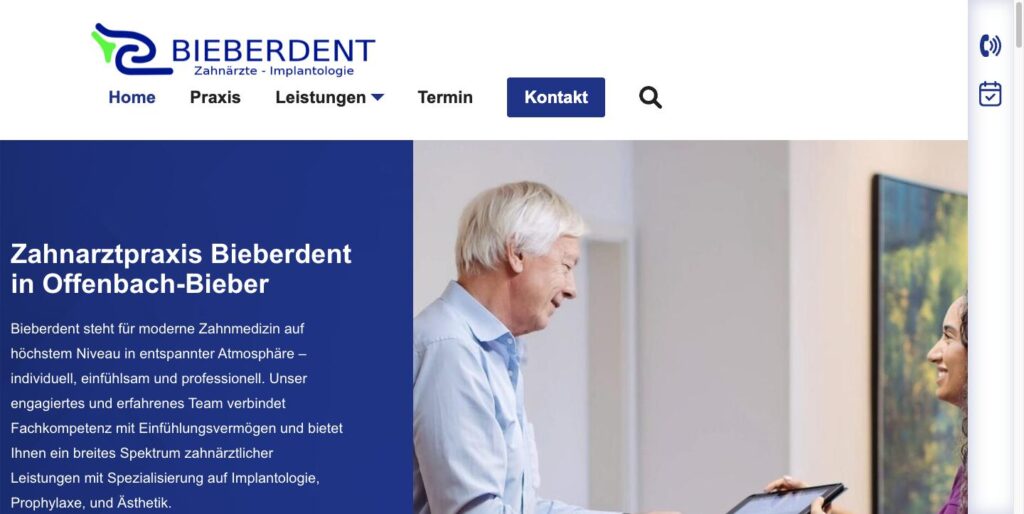 Startseite der Website von Zahnarztpraxis David Nadas in Offenbach-Bieber