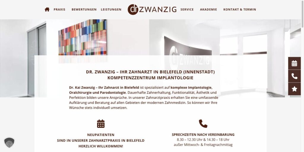 Startseite der Website von Dr. Kai Zwanzig in Bielefeld