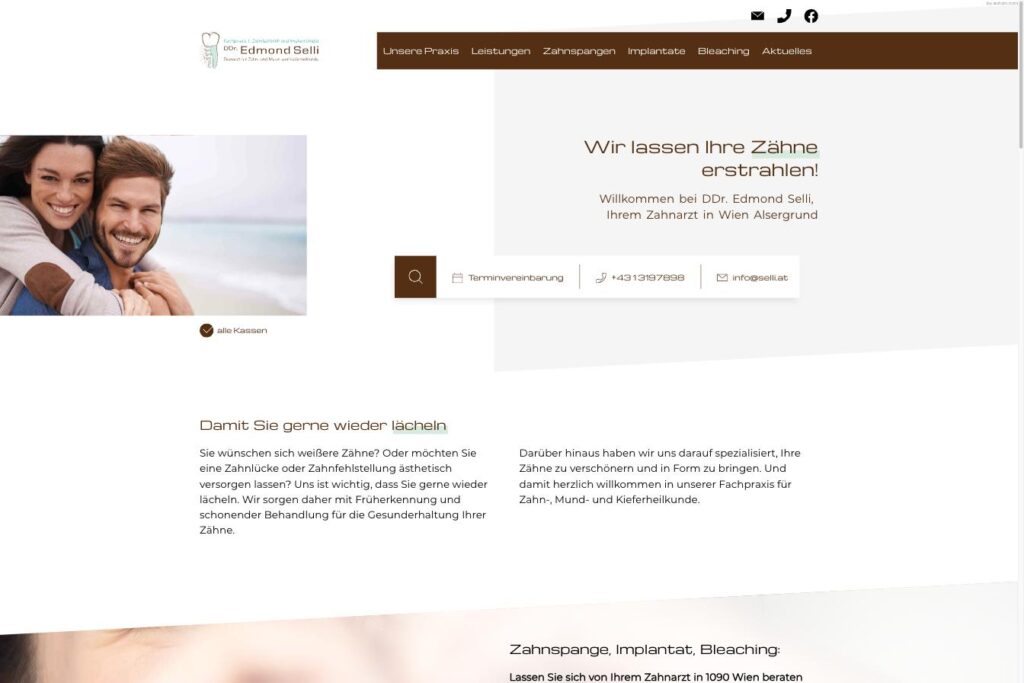 Startseite der Website von Primarius DDr. Edmond Selli in Wien-Alsergrund