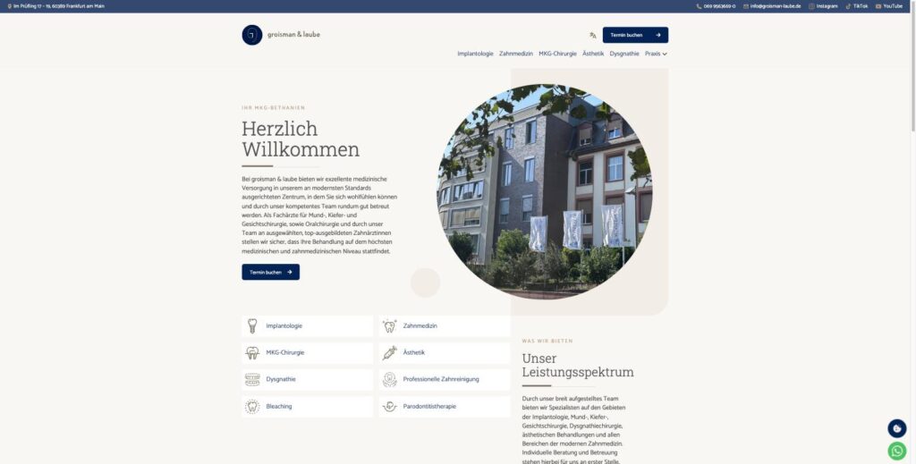 Startseite der Website von Competence Centrum Implantologie in Frankfurt am Main