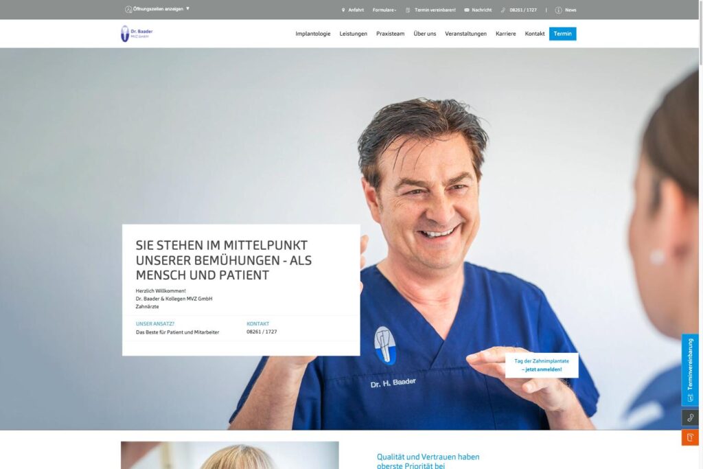 Startseite der Website von Dr. Baader & Kollegen MVZ GmbH in Mindelheim