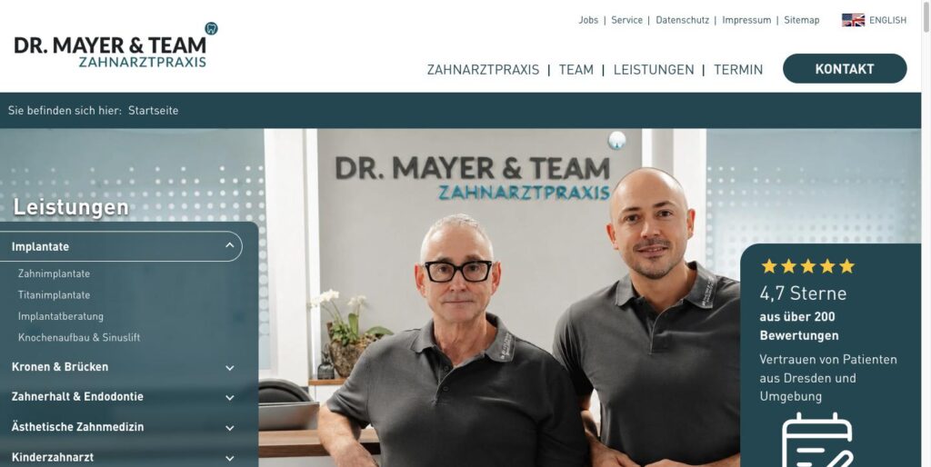 Startseite der Website von Dr. Wolf-Karsten Mayer ZMVZ Dresden GmbH in Kesselsdorf