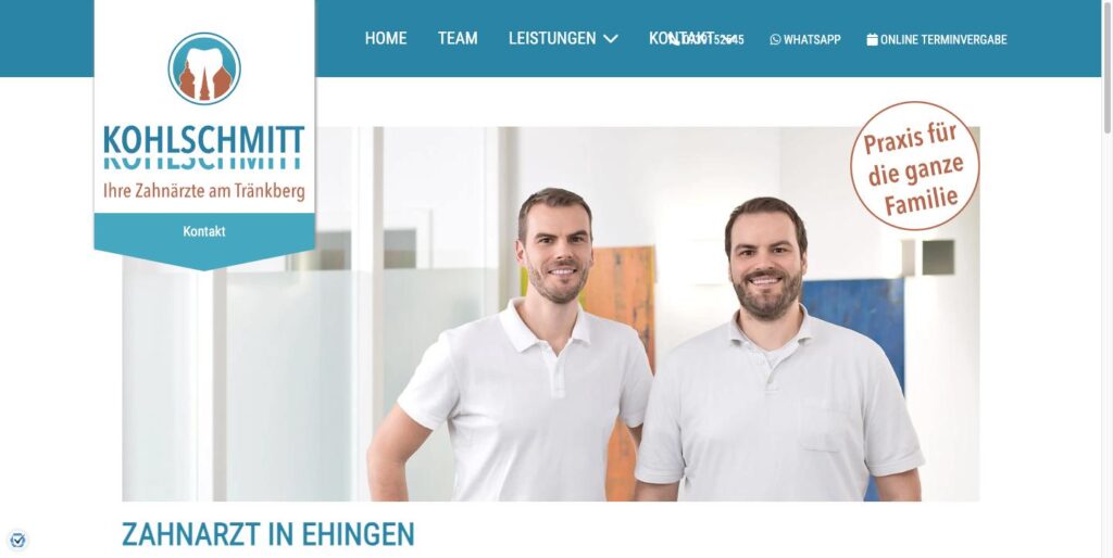 Startseite der Website von Dres. Kohlschmitt und Kollegen in Ehingen