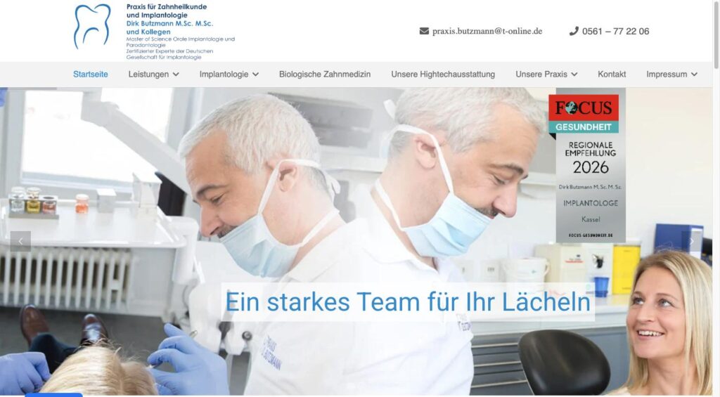 Startseite der Website von Praxis D. Butzmann M.Sc. M.Sc. und Kollegen in Kassel