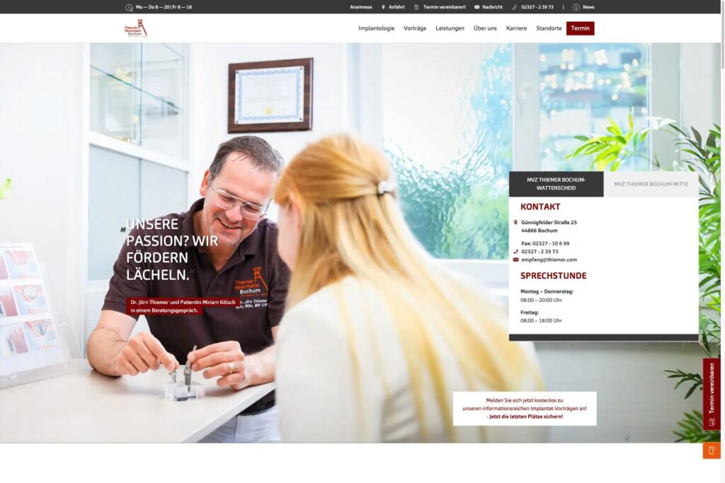 Startseite der Website von Thiemer Heermann in Bochum-Wattenscheid