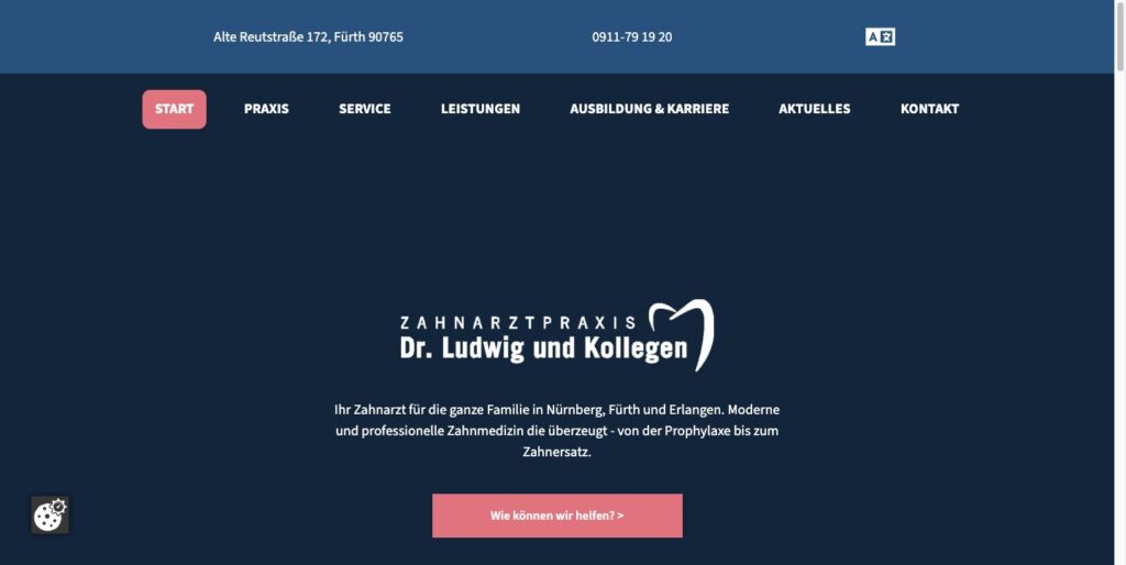 Startseite der Website von Zahnärzte Dr. Ludwig u. Kollegen in Fürth
