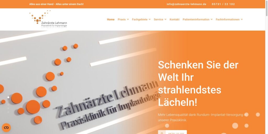 Startseite der Website von Zahnärzte Lehmann in Bad Oeynhausen