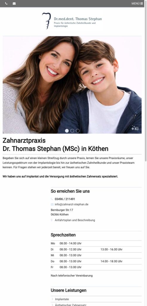Startseite der Website von Stephan, Dr. Thomas MSc. in Köthen (Anh.)