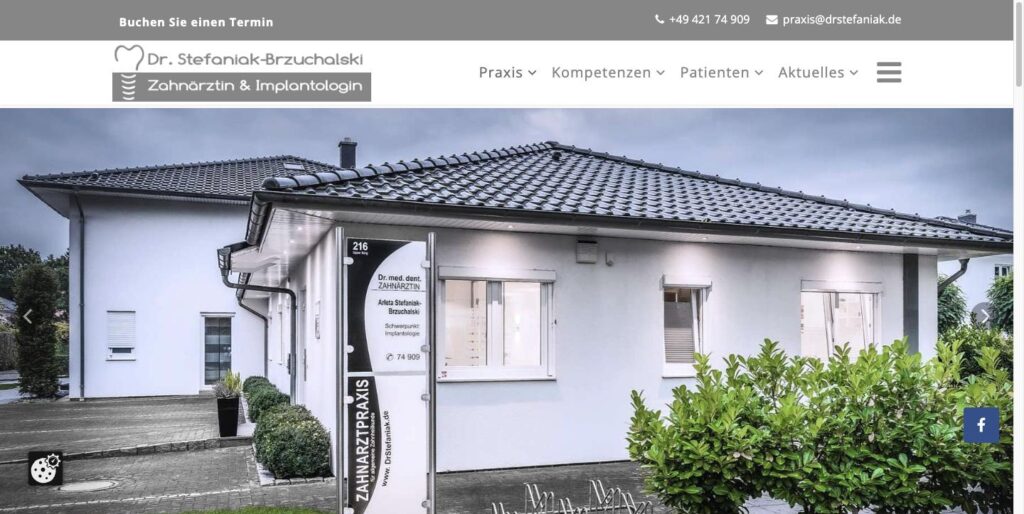 Startseite der Website von Zahnarztpraxis Dr. Stefaniak in Bremen-Borgfeld