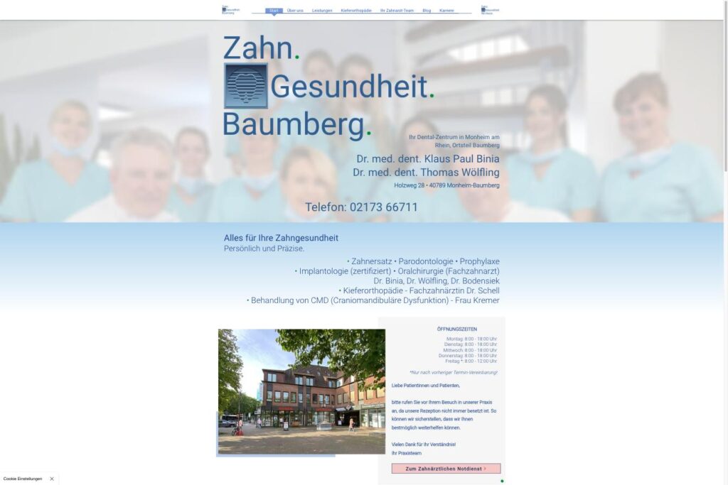 Startseite der Website von Wölfling, Dr. Thomas in Monheim-Baumberg