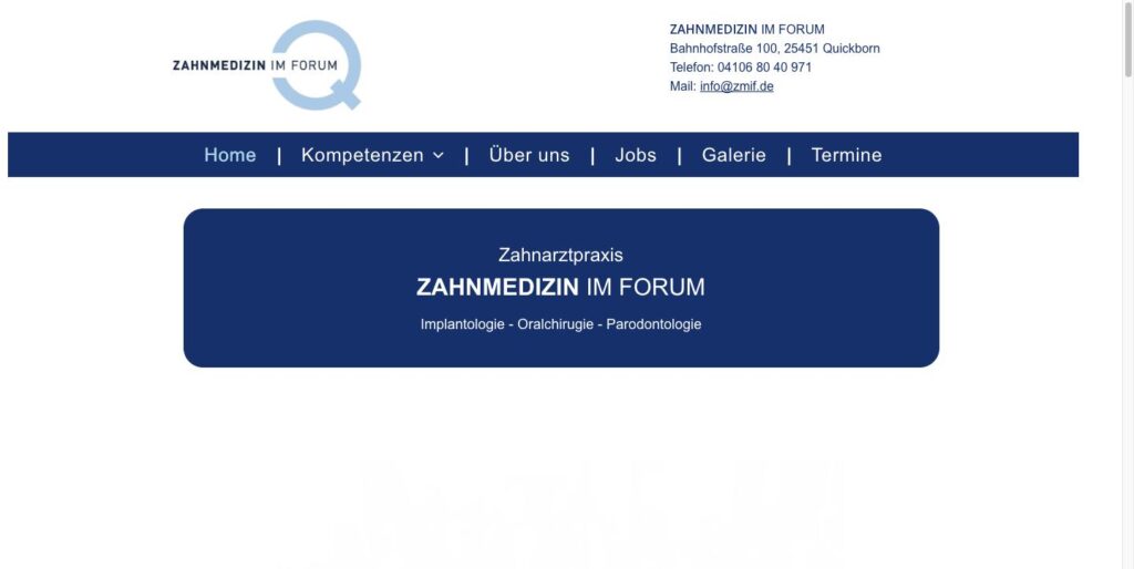 Startseite der Website von Zahnmedizin im Forum, Dres. Göthert & Schepers M.Sc. in Quickborn
