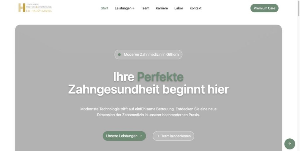 Startseite der Website von Zentrum für Prothetik & Implantologie Dr. Harry Imberg in Gifhorn