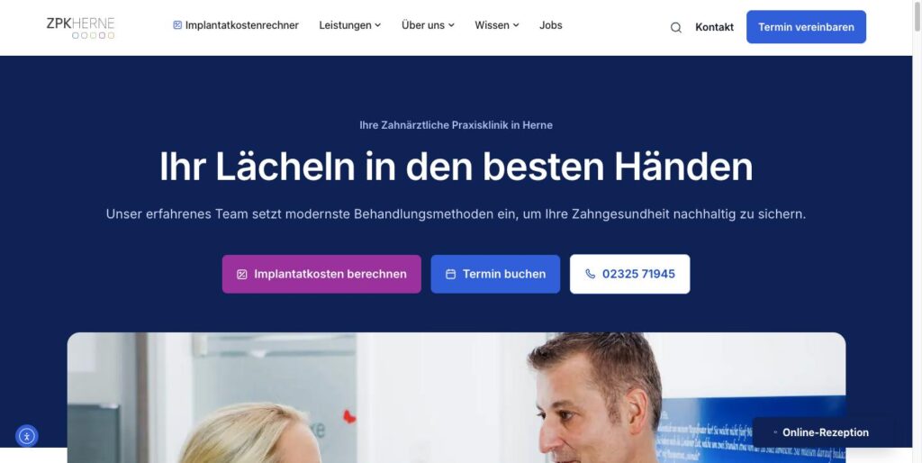 Startseite der Website von Zahnärztliche Praxisklinik Herne Dr. Rüdiger Mintert MoM in Herne